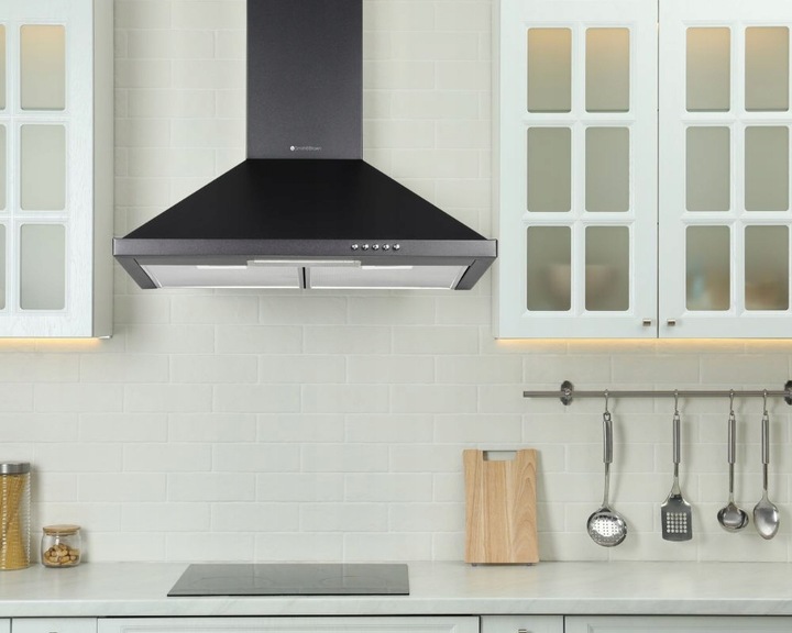 OKAP KUCHENNY KOMINOWY ŚCIENNY 60CM CZARNY LED