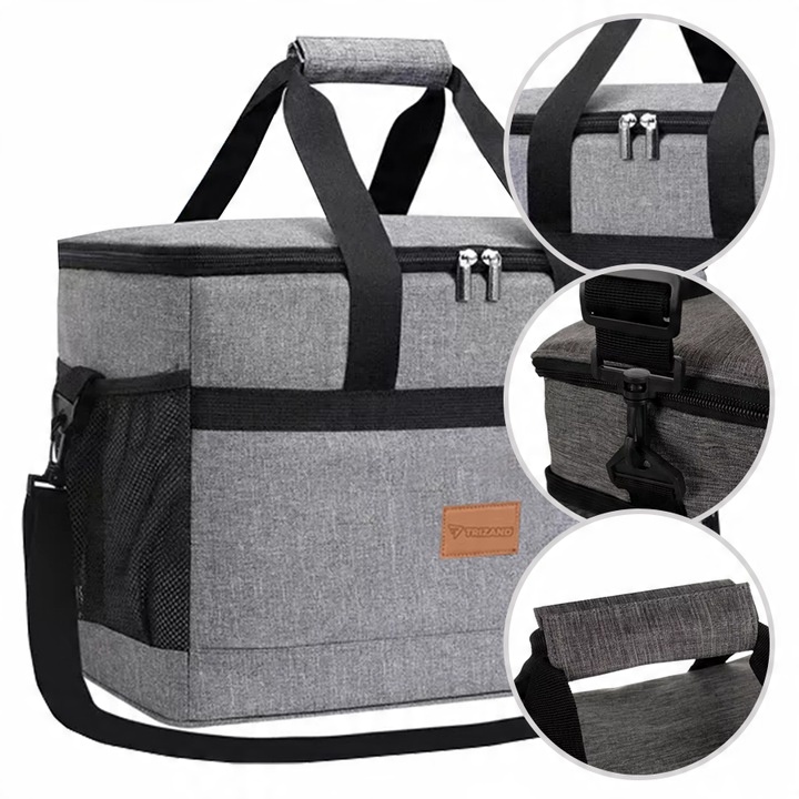 Torba Termiczna Duża Torba Termiczna na Plażę Piknik Szary Wycieczkę 40 l