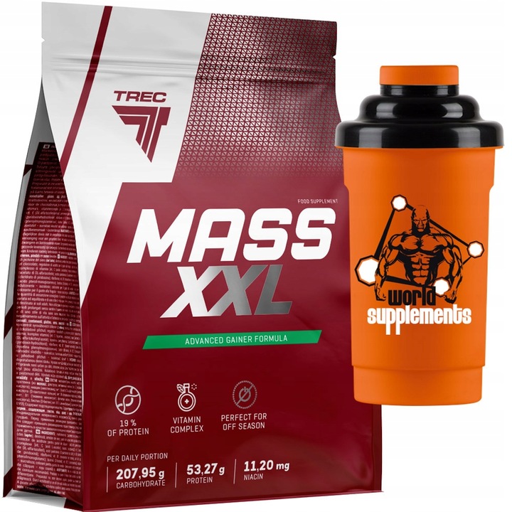 TREC Mass XXL 4800g GAINER MASA WĘGLOWODANY SIŁA MOC MRP BIAŁKO ENERGIA