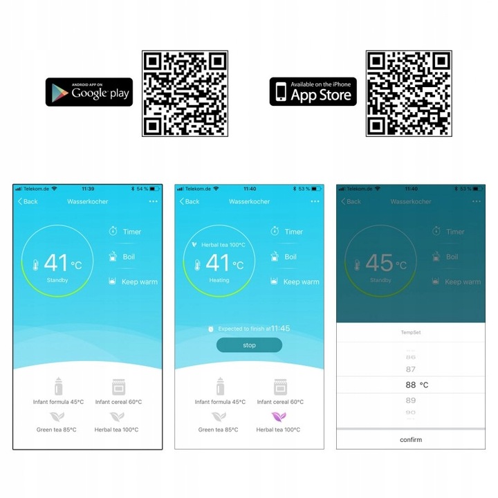 2w1 CZAJNIK ELEKTRYCZNY ZAPARZACZ SZKLANY WIFI 1,5L TIMER INOX NIEMIECKI