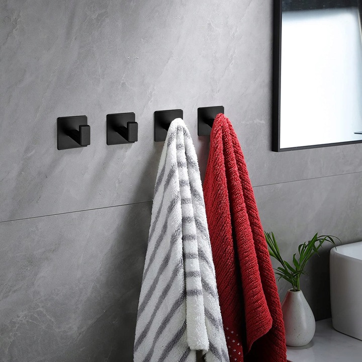 2x WIESZAK ŁAZIENKOWY KUCHENNY NA RĘCZNIKI CZARNY LOFT PRZYKLEJANY NA KLEJ