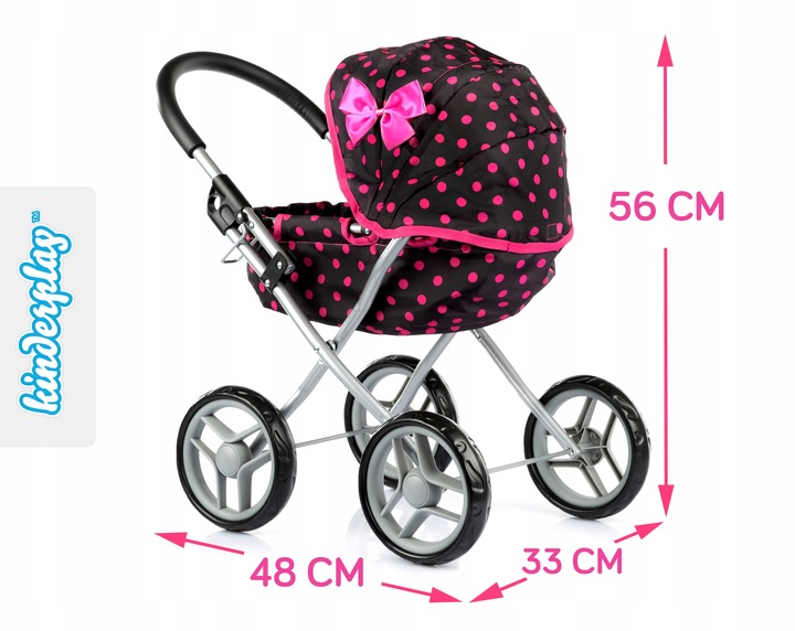 KINDERPLAY WÓZEK DLA LALEK GŁĘBOKI GONDOLA SKŁADANY DASZEK