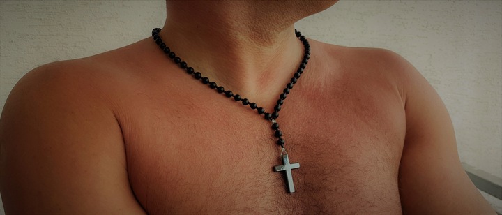 MĘSKI NASZYJNIK RÓŻANIEC ONYKS MATOWY HIT 6