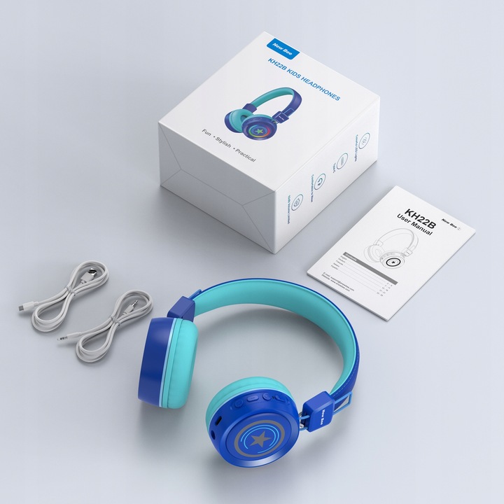 SŁUCHAWKI DLA DZIECI NEW BEE KH22B BEZPRZEWODOWE SKŁADANE LED BLUETOOTH 32h