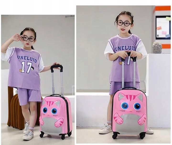 KOTEK KOT 3D WALIZKA DZIECI BAGAŻ PODRÓŻ KABINOWA