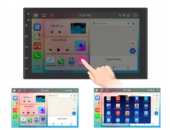 RADIO SAMOCHODOWE 2 DIN ANDROID AUTO CARPLAY 6GB/128GB ANDROID WIFI RDS DSP