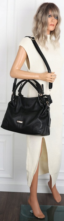 Torebka Damska shopperka A4 worek pojemna listonoszka modna CH3321 Czarna