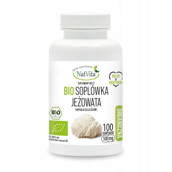 Soplówka Jeżowata BIO Pamięć Stres Ekologiczna 100 Kapsułek NatVita