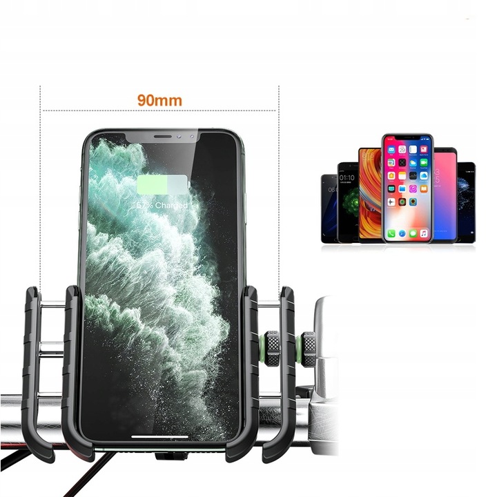 UCHWYT MOTOCYKLOWY NA TELEFON SZYBKA ŁADOWARKA USB QC3.0 MOTOCYKL + KABEL