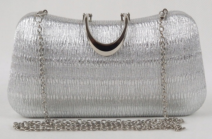 Torebka kopertówka puzderko wieczorowa elegancka wizytowa srebrna