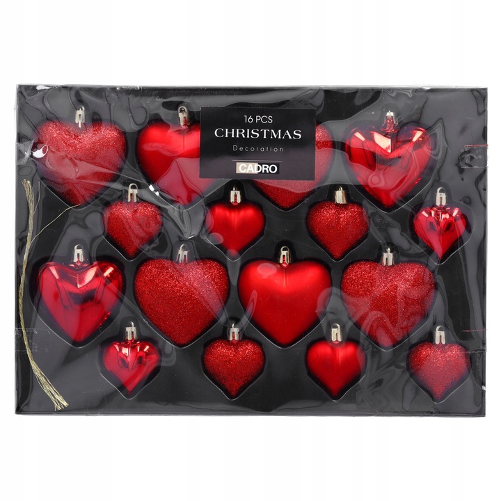 Bombki choinkowe czerwone serca zawieszki na choinkę ozdoby świąteczne 16x