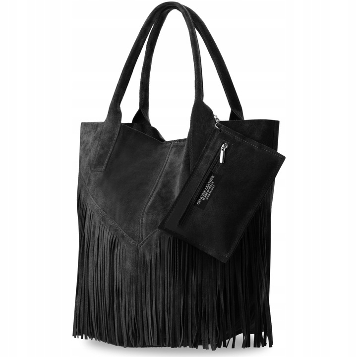 TOREBKA Worek Włoska Torba VERA PELLE Zamszowa SKÓRZANA Shopper Duża BOHO