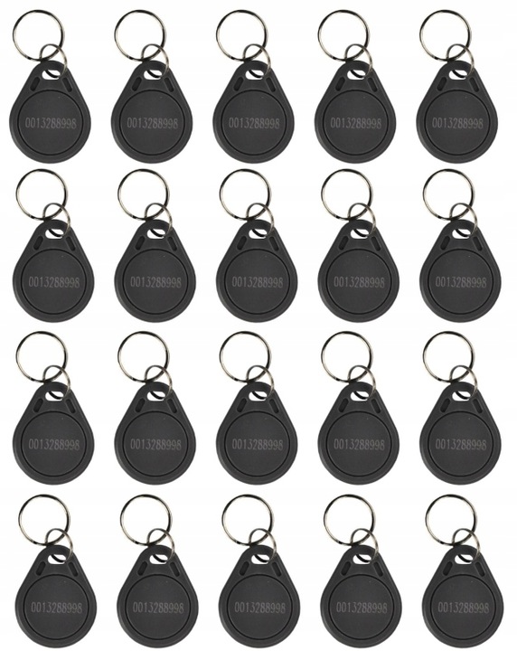 Zestaw 20szt. brelok zbliżeniowy RFID 125kHz szary tag chip czip pastylka