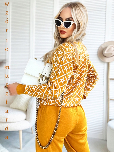 DRES DAMSKI KOMPLET dzianinowy wzorzysty modny stylowy