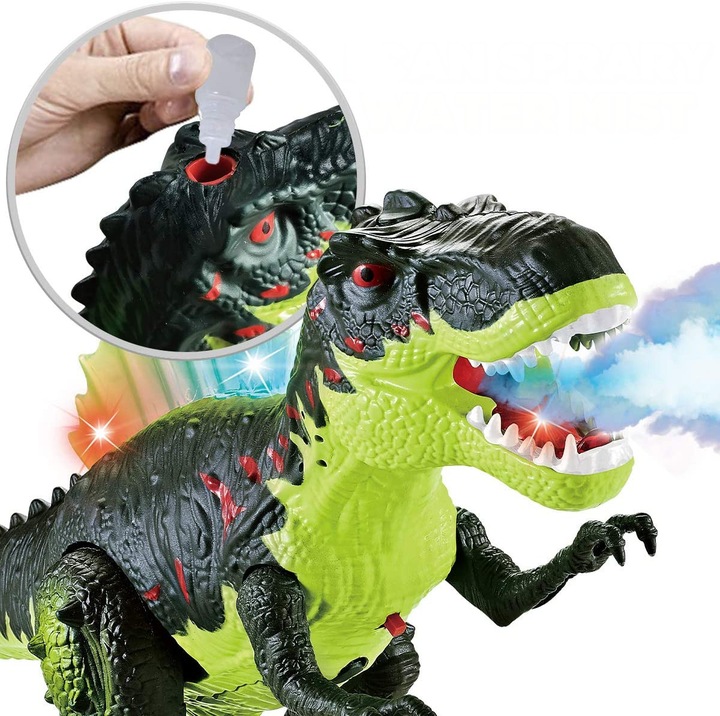 DINOZAUR REX WIELKI ŚWIECI RYCZY CHODZI ZIEJĄCY PARĄ DUŻY XXL INTERAKTYWNY