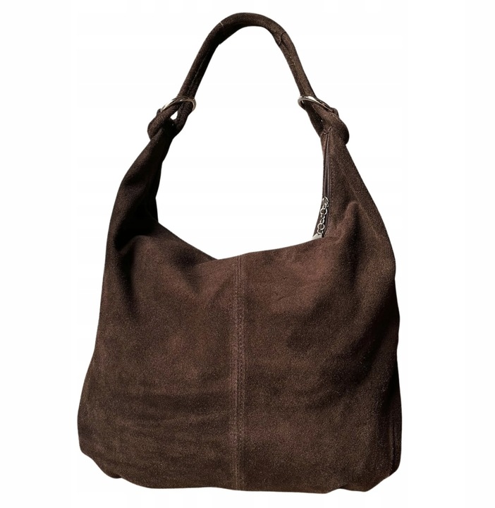 CZEKOLADOWA ZAMSZOWA TOREBKA WOREK BRĄZOWA TOREBKA ZAMSZ Vera Pelle