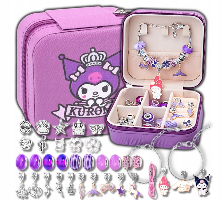 ZESTAW KUROMI DO ROBIENIA BRANSOLETEK NASZYJNIKÓW CHARMS HELLO KITTY
