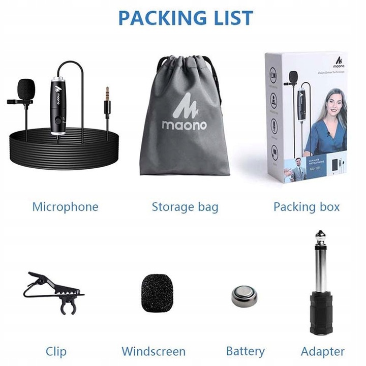 MIKROFON KRAWATOWY Z KLIPSEM MAONO DO ROZMÓW YOUTUBE VLOG PODCAST