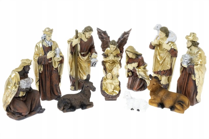 Elegancki Zestaw Figur do Szopki Bożonarodzeniowej Idealny Prezent 11el.10c