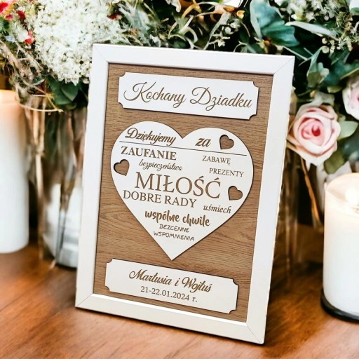 Ramka 3D PREZENT Podziękowanie dla Rodziców dla Babci i Dziadka Ślub Dzień