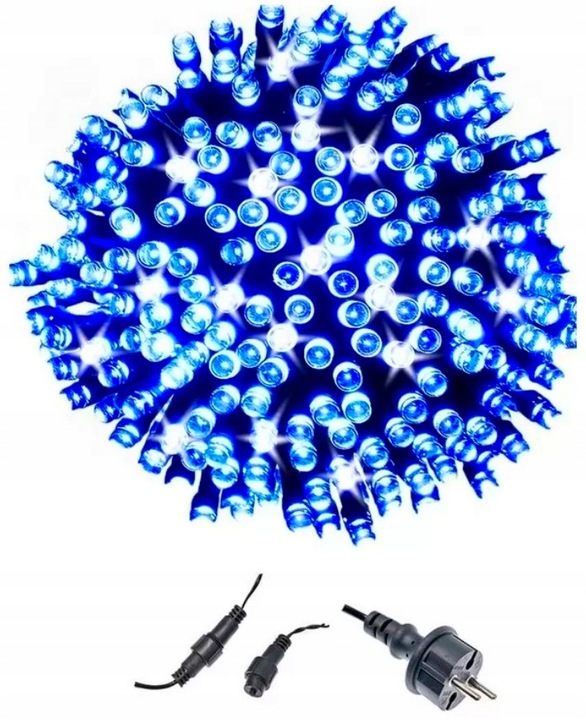 LAMPKI CHOINKOWE 500 LED NIEBIESKIE FLASH ZEWNĘTRZNE WEWNĘTRZNE GRUBY KABEL