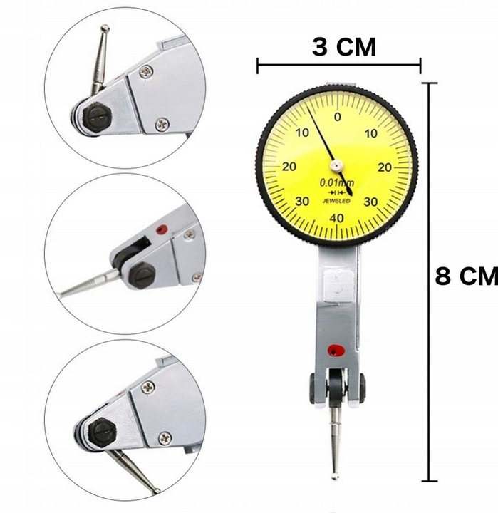 DIATEST CZUJNIK WSKAZNIK ZEGAROWY UCHYLNY PULPITAS 0,8 mm ZEGAR MAŁY 30 mm