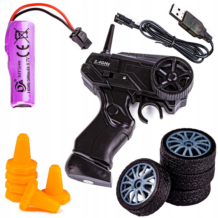 Samochód DRIFT na PILOTA do DRIFTU RC Auto ZDALNIE STEROWANE 4x4 Pachołki