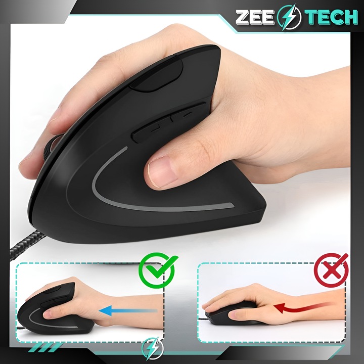 MYSZKA PIONOWA PRZEWODOWA USB WERTYKALNA CICHA DO KOMPUTERA LAPTOPA 3200DPI