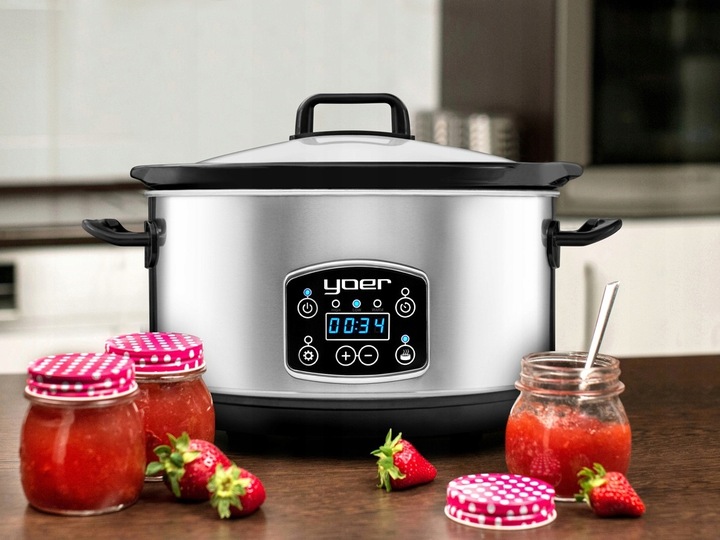 Wolnowar Slow Cooker Garnek ceramiczny 4,5L Yoer 280W INOX LCD +Programator