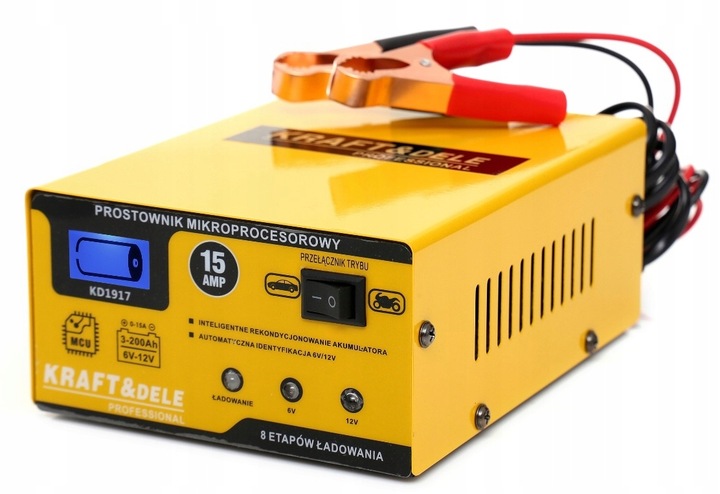PROSTOWNIK DO AKUMULATORA AKUMULATORÓW 6/12V 15A AGM ŻEL SZYBKA ŁADOWARKA