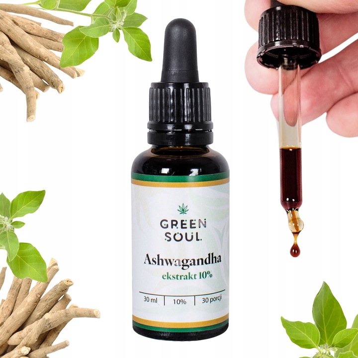 Ashwagandha Krople 10% Witanolidów Stres Spokój Pamięć Adaptogen Forte 30ml