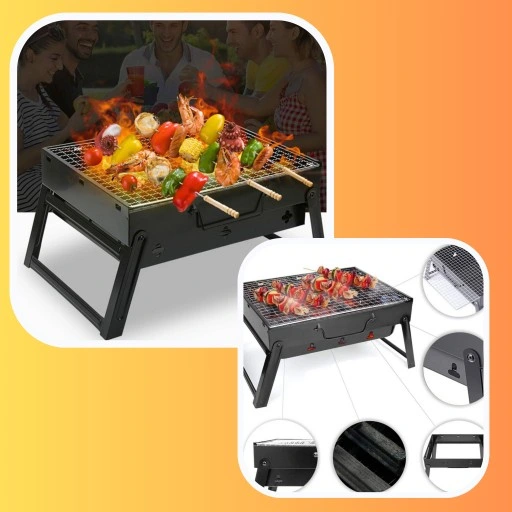 SKŁADANY PRZENOŚNY GRILL TURYSTYCZNY + LATARKA