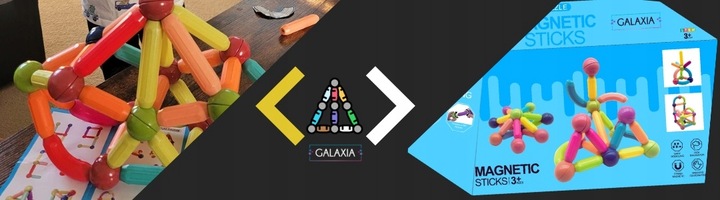 KLOCKI MAGNETYCZNE GALAXIA DUŻE Konstrukcyjne Dla Dzieci 120 el Magnetic