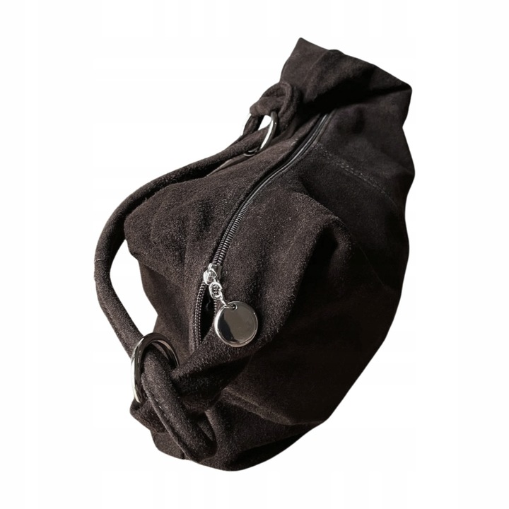 CZEKOLADOWA ZAMSZOWA TOREBKA WOREK CIEMNY BRĄZ TOREBKA ZAMSZ NATURALNY