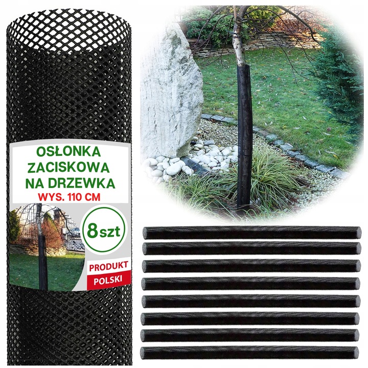 8 x Osłonka na Drzewka 1,1m Na Pień Zaciskowa Jabłoń Osłonki Do Pnia UV