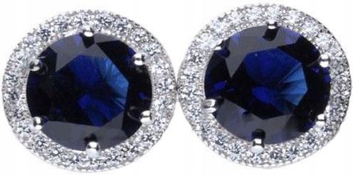 Srebrne kolczyki 925 eleganckie niebieskie 2,37g Wyjątkowy wzór na prezent