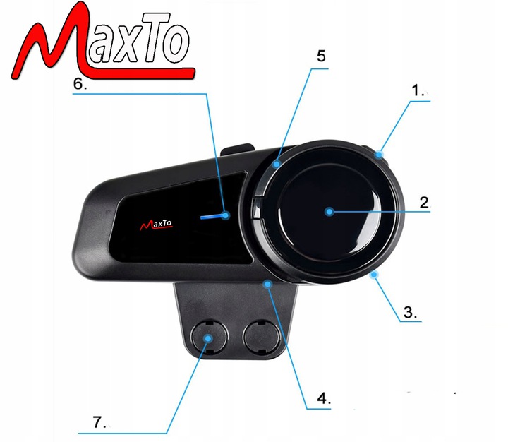 INTERKOM MOTOCYKLOWY BLUTOOTH MAXTO M2 POLSKI LEKTOR