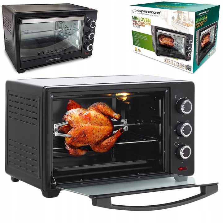 PIEKARNIK ELEKTRYCZNY Z KONWEKCJĄ ROŻNEM I RUSZTEM 25L TERMOOBIEG TERMOSTAT