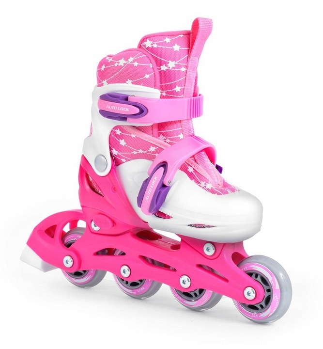 Zestaw COMBO PINK LED: 2w1 wrotko-rolki regulowane + kask + ochraniacze + t