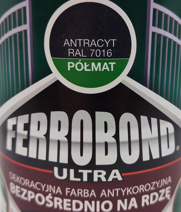 Ferrobond Ultra ANTRACYT PÓŁMAT 0,7L RAL 7016 farba antykorozyjna na rdzę