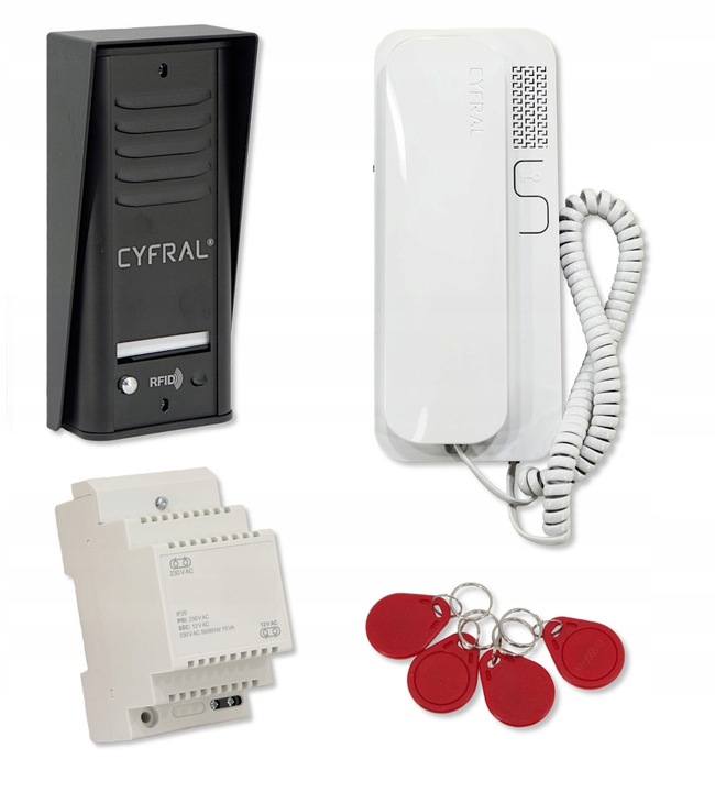 Domofon 1-rodzinny Cyfral Cosmo R1 czarny breloki ( biały unifon )