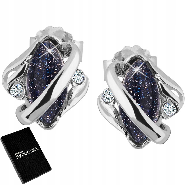 Kolczyki srebrne noc kairu rodowane sztyfty wkrętki srebro 925 dla kobiety