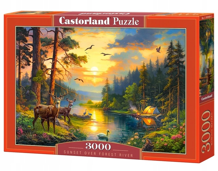 PUZZLE 3000 UKŁADANKA WIDOK ZWIERZĘTA ZACHÓD ŚŁOŃCE LAS RZEKA 9+ CASTOR