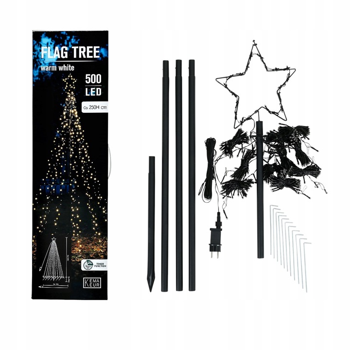 CHOINKA METALOWA XL 250 cm 500 LED TIMER KEMA ZEWNĘTRZNA OGRODOWA DUŻA