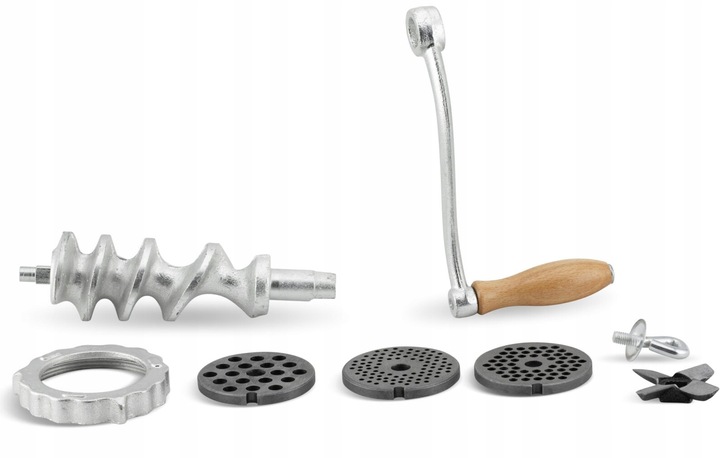 RĘCZNA MASZYNKA do MIELENIA Mięsa Żeliwna nr. 10 Nadziewarka 3 Sita Lejki