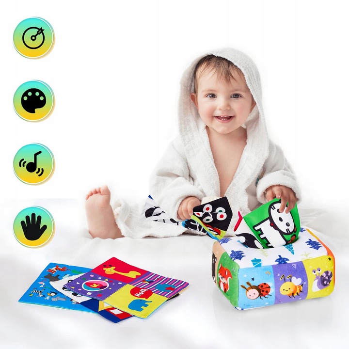 SORTER PUDEŁKO Z CHUSTECZKAMI ZWIERZĄTKA PLUSZOWE MONTESSORI SENSORYCZNE