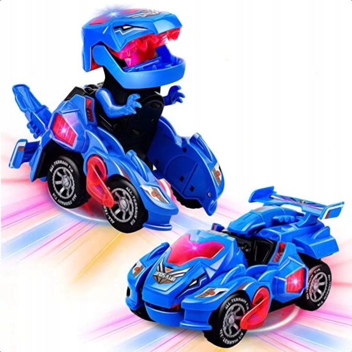 DINOZAUR ZMIENIAJĄCY SIĘ W AUTO Samochód robot gra zabawka transformermuje