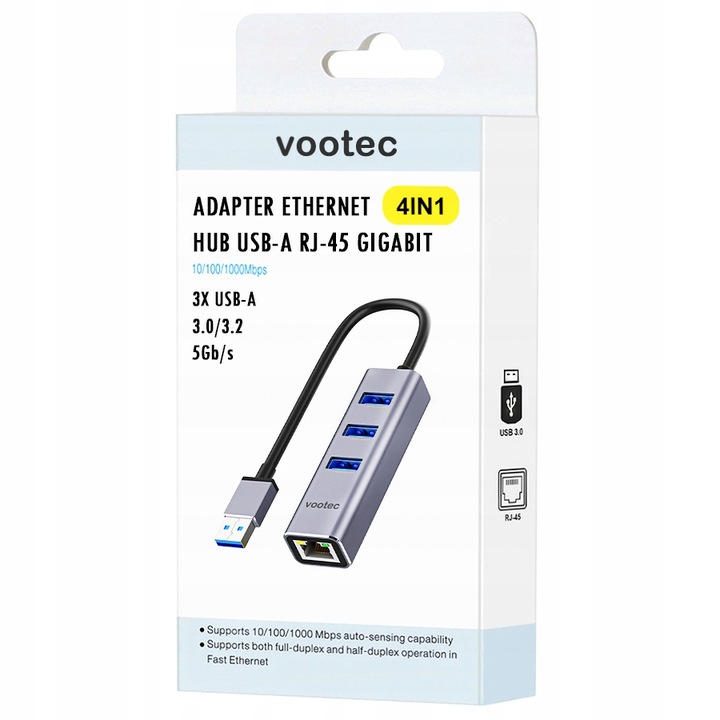 ADAPTER HUB KARTA SIECIOWA ETHERNET LAN USB 1000 Mbps RJ45 GIGABIT SZYBKA