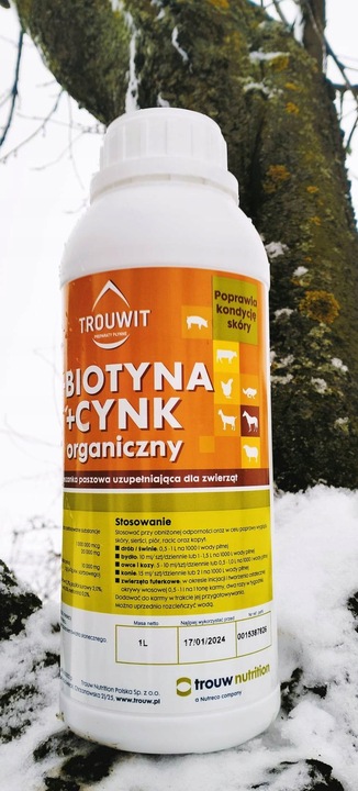 Trouwit Biotyna Cynk 1L Konie Bydło Drób Trzoda Owce Zdrowa Skóra i Sierść