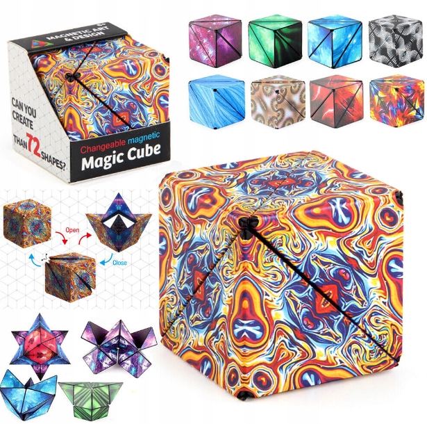 FIDGET CUBE ANTYSTRESOWA KOSTKA MAGNETYCZNA NIEBIESKA PUZZLE MAGIC CUBE